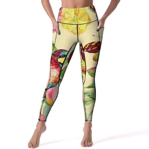 Legging de sport yoga papillon oiseau finitions premium taille haute vêtement fitness S