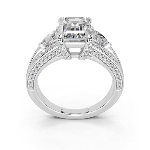 1-5 Carat 14K 18K Gold Platinum Emerald Cut 4 Split Shank Lab Grown Diamond Ring, Engagement, Anniversary Wedding, IGI Certified Promise Rings for Women (1-5 Ct, F-G Color, VS1-VS2 Clarity)2