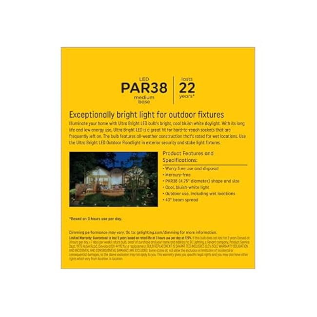 GE Ultra Bright LED Light Bulb, 120 Watt, PAR38 Outdoor Floodlight, Daylight (1 Pack)