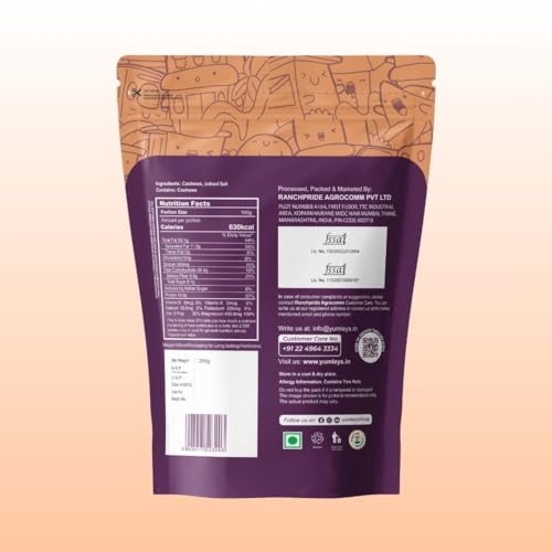 Image of Yumleys Premium Roasted and Salted Cashews | Combo Snacks 500g (2 x 250g) | Rich in Protein | Crunchy & Delicious