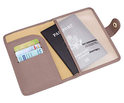 ZOPPEN Passport Holder Women, Passport Cover Travel Wallet Rfid Blocking Passport Wallet Cover Case Travel Essentials Document Organizer, Dusty Pink4