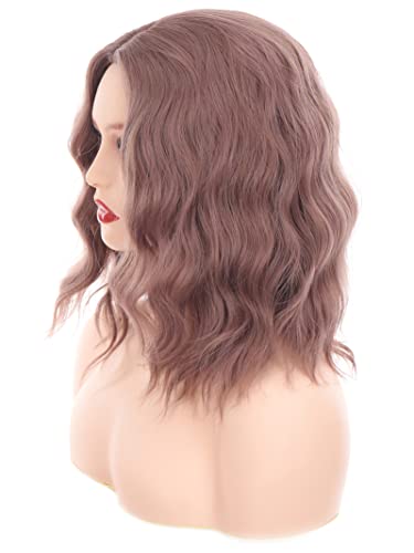 Aiokrtse Short Bob Wigs Wavy 14 inches Synthetic Wigs For Women Lilac Color - Image 4