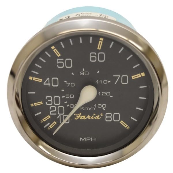Faria Boat Speedometer Gauge SE9200A | Black 3 1/4 Inch