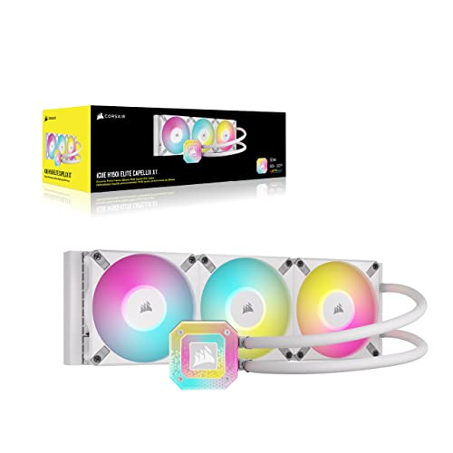 Corsair iCUE H150i ELITE CAPELLIX XT Refroidisseur de CPU Liquide - Trois Ventilateurs AF120 RGB ELITE - Radiateur 360mm - Intel® LGA 1700, 1200, 115X, 2066, AMD® AM5, AM4 - Blanc