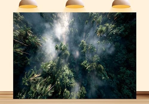Forest Tapestry Wall Hanging Jungle Forest Backdrop Background Misty Nature Scenery for Virtual Court Hearing Legal Proceeding Home Wall Decor Photo Studio Props 4X4ft Fabric