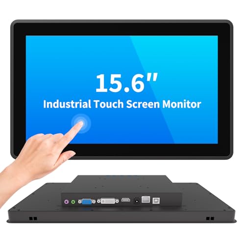 Image of 15.6 Inch Industrial Touch Screen Monitor, 10 Points Touch, Ratio 16:9 Capacitive PCAP Display, 1920 x 1080R, Active Matrix TFT LCD, LED Backlight, VGA, DVI, HD-MI Ports