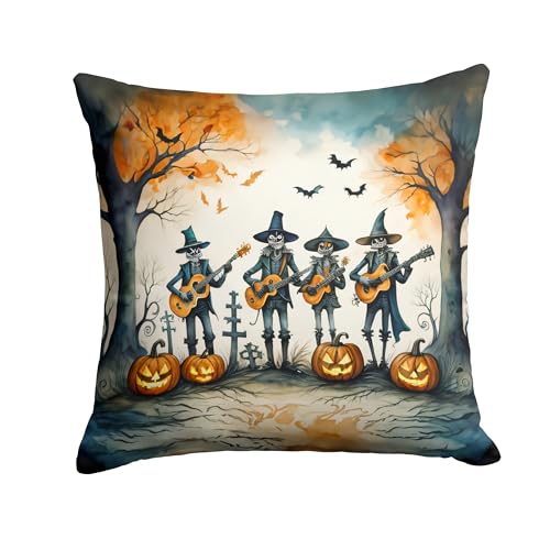 Caroline's Treasures DAC2261PW1414 Mariachi Skeleton Band Spooky Halloween Throw Pillow Machine Washable, Indoor Outdoor Decorative Pillow for Couch, Bed or Patio, 14Hx14W