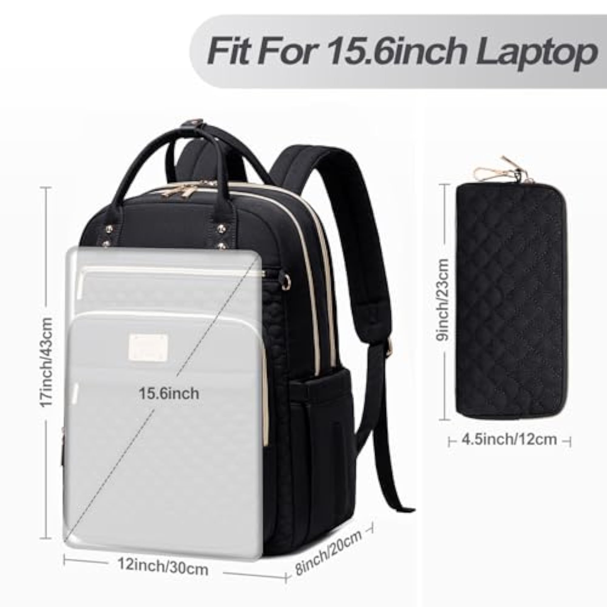 Waterproof 15.6 Inch Laptop Backpack for Women, Travel Ready