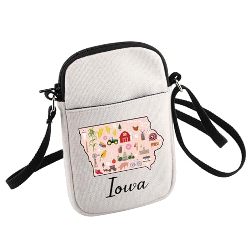 HOLLP Iowa City Crossbody Bag Iowa Map Small Sling Bag Iowa Tourist Gift Iowa Hometown Gift