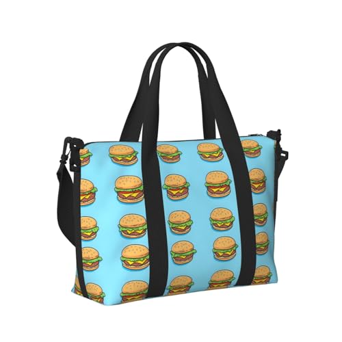Laptop Tote Bag for Women Work - Beef Burger Blue Print Weekender Overnight Bags for Women Travel, Gym Duffle Bag for Men, Personal Item Crossbody Travel Bags for Men Carry On