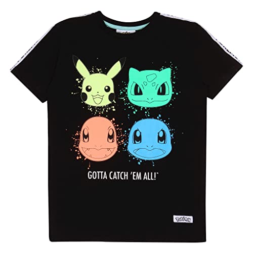 Popgear Camiseta Pokemon Black Kids Pok200067 Moda, Negro, 12-13 años para Niños