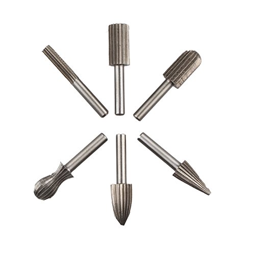 HALJIA 6pcs 1/4 6 mm gambo in acciaio Rotary file