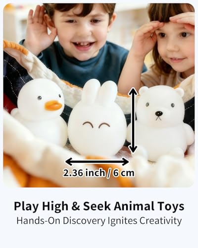 Vithmor 3-in-1 Hide and Seek Kids Game, Toddler Toys, Interactive Light-Up Animal Toys that Talk & Sing | Educational Chasing Fun Game for Indoor & Outdoor Play, Ages 3+ (Rabbit, Bear, Duck)