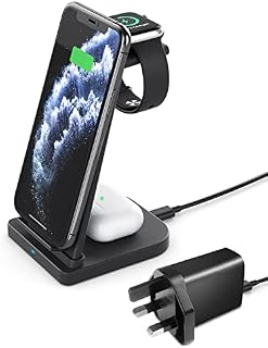 Wireless Charger, 3 in 1 Wireless Charging Station, Fast Wireless Charger Stand, Charging Station Dock for iPhone 14/14 Pro/13/12/11/Pro/Max/XS/XR/X/8, Apple Watch 8/7/6/5/4/3/2/SE, AirPods 3/2/Pro