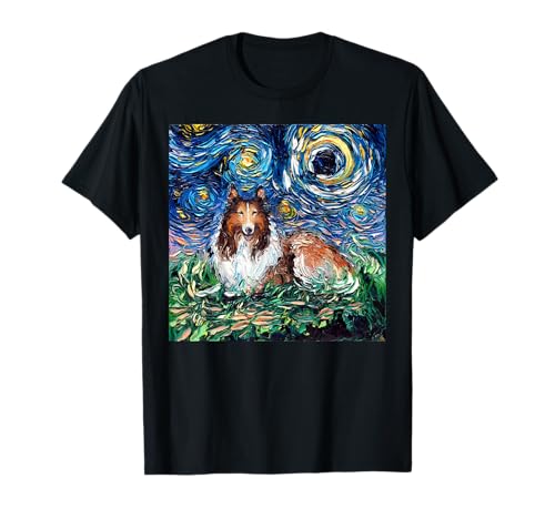 Art Animal de Chien Rugh Collie Nuit étoilée par Aja T-Shirt