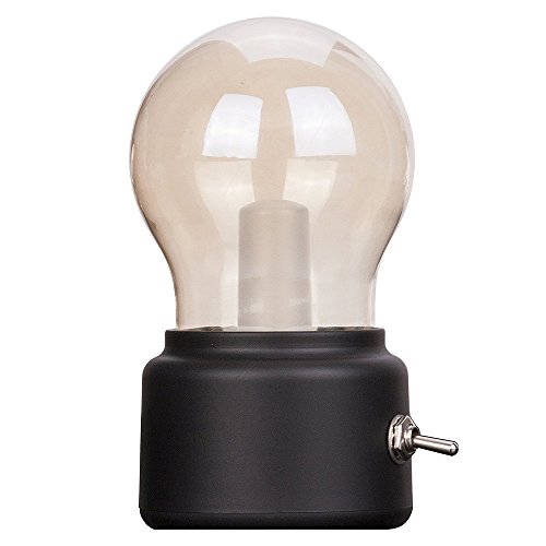 Portable LED Vintage Light Bulb Rechargeable Night Light USB Charging Table Lamp for Home Desk Table Travel (Black) - Image 2