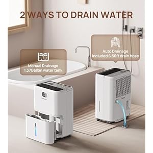 80 Pint Dehumidifier for Home, Large Room, Basement, 5500 Sq. Ft Coverage, 1.37 Gal Water Tank with Drain Hose, Intelligent Humidity Control, Auto Shut Off 80 Pint Dehumidifier for Home Large Room Basement 5500 Sq Ft Coverage 137 Gal Water Tank with Drain Hose Intelligent Humidity Control Auto Shut Off
