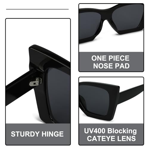 Vintage Square Cat Eye Sunglasses for Women, Trendy Oversized Cateye Big Frame, UV Protection, Fashionable Retro Sunglasses4