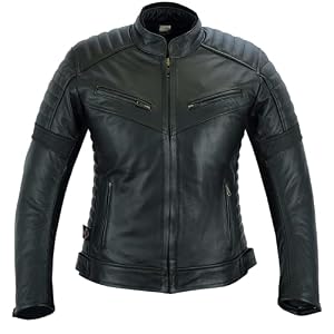 Texpeed Damen Leder Motorradjacke - Touring Cruiser Motorrad mantel Mit Original Biker Rüstung (EN 1621-1) Schutz Schwarz -M