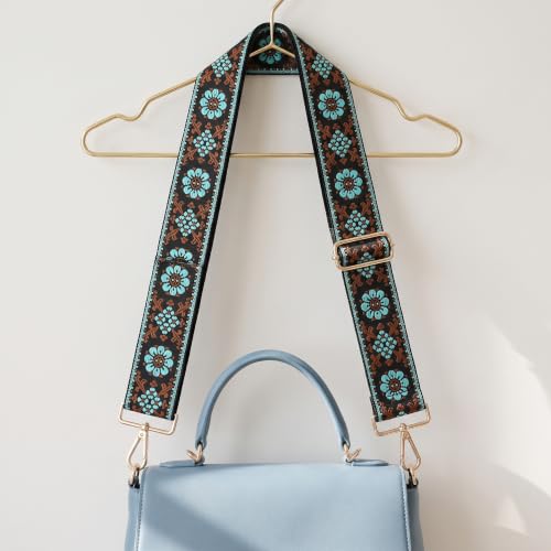Image of Flower Purse Strap Replacement Embroidery Crossbody Shoulder Strap for Handbag Canvas Purse Extender Accessories