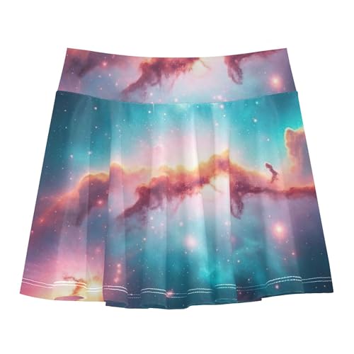 Vibrant Space Cosmos Nebula Toddler Tennis Skirts Running Athletic Shorts for Girls Skorts Flowy Skort 4t