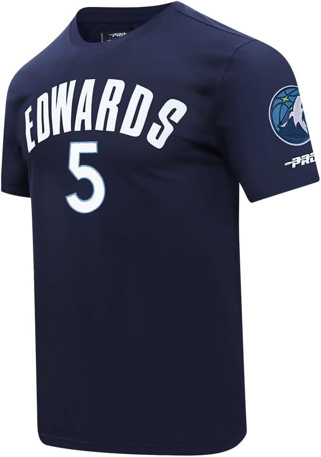 Pro Standard Mens NBA Minnesota Timberwolves Anthony Edwards #5 Classic Player Short Sleeve Tee Midnight Navy XL - Image 3
