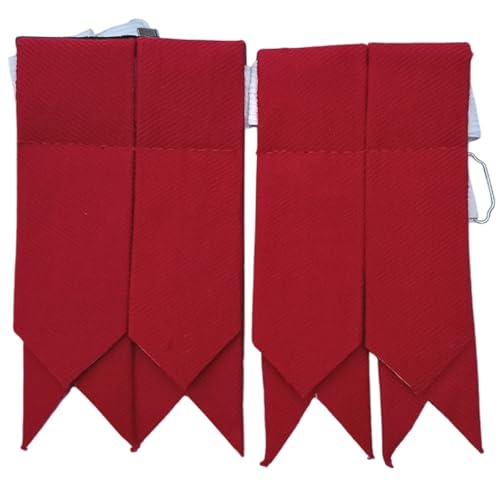 Unisex Kilt Flashes for Adults – Durable Scottish Accessory for Kilts, Stylish Adjustable Design, All Occasions (Red)