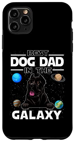 Custodia per iPhone 11 Pro Max Best Dog Dad In The Galaxy Cane Corso Puppy Dogs Lovers