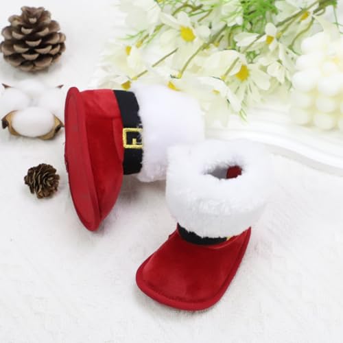 Cute Xmas Style Comfortable Boots For Baby Boys And Girls, Soft Warm Plus Fleece Boots For Indoor Walking, For Holiday & Party Dressing, Winter4