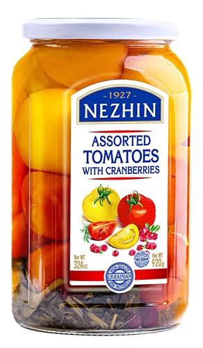 2 Pack Nezhin Marinated Assorted Tomatoes With Cranberries Raw Materials GMO Free Glass Jar 32.4 OZ / 920 gr