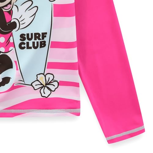 Image of Disney Minnie Mouse Stitch Girls UPF 50+ Long Sleeve Rash Guard and Bikini 2-Piece Swimsuit Set for Toddler to Big Kids