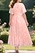 Plus Size Pink Dress for Women Summer Maxi Wrap V Neck Easter Semi Formal Lace Floral Long Flowy Dresses with Belt