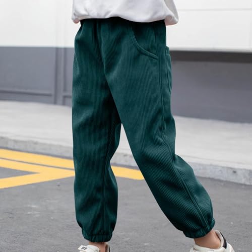 Children Boys Girls Corduroy Pants Solid Color Elastic Waist Long Pants Pockets Casual Sports Ankle Sweatpants2