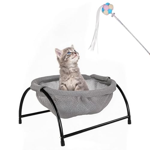 Elevon Elevated Cat Bed, Free-Standing Cat Hammock Bed, Pet Bed with Metal Frame for Indoor Outdoor...