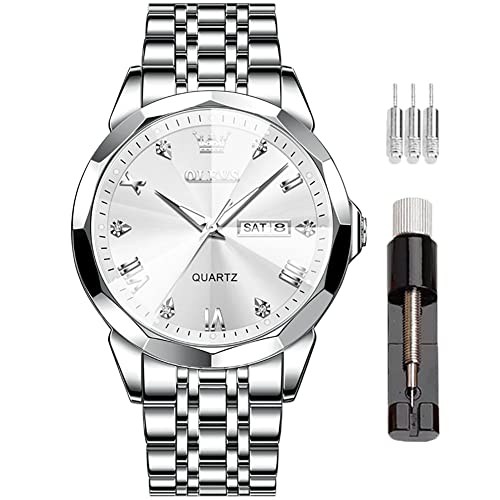 Image of OLEVS Men's Watch Designer Diamond Waterproof Luminous Simulated Quartz Stainless Steel Multi Color Leisure Luxury Business Date Original