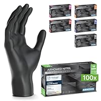 ARNOMED Einweghandschuhe 100 Stück/Box, Schwarze Nitrilhandschuhe M, puderfrei & latexfrei, Einmalhandschuhe, Handschuhe in Gr. XS, S, M, L, XL & XXL verfügbar
