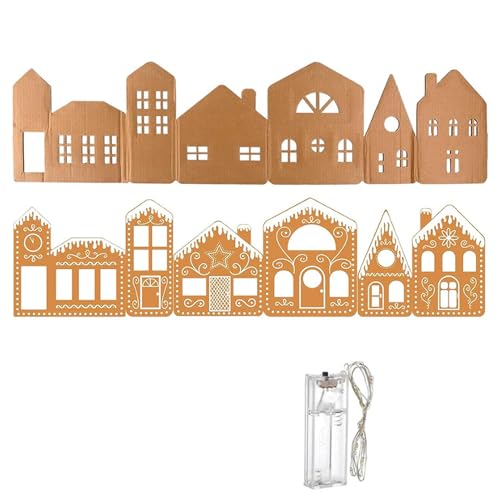 budiniao Kit Reutilizable para Construir una Aldea de Pan de Jengibre. Estructura Estable y Resistente a la deformación. Incluye cómodas Luces LED. Kit casa mágica para Construir una Aldea Pan