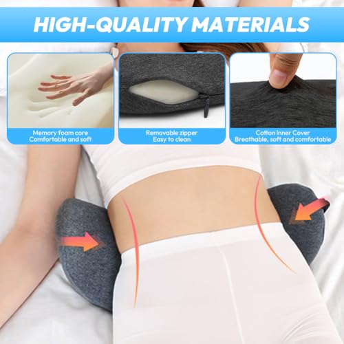 Lendenkissen Orthopädisches, Verstellbares Lendenwirbelstützkissen zum Schlafen aus Memory-Schaum, Anti-Rutsch Lordosenstütze, Linderung von Rückenschmerzen, für Bett, Sofa, Stuhl, Auto, Bürostuhl