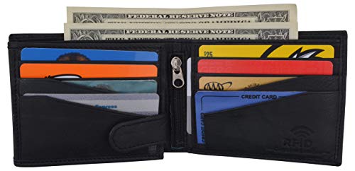 Mens RFID Blocking Leather Credit Card ID Snap Holder Bifold Wallet2