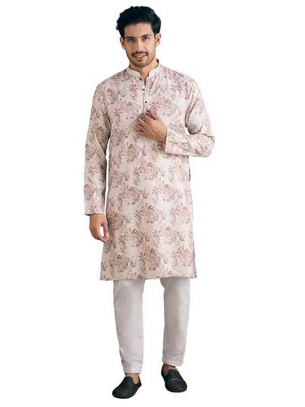 Men's Floral Printed Cotton Kurta | Traditional Ethnic Wear for Festive & Casual Occasions-image-14