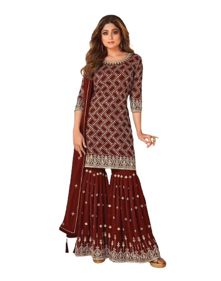 Fashion Basket Georgette Embroidered Sequance Work kurta,sharara ...