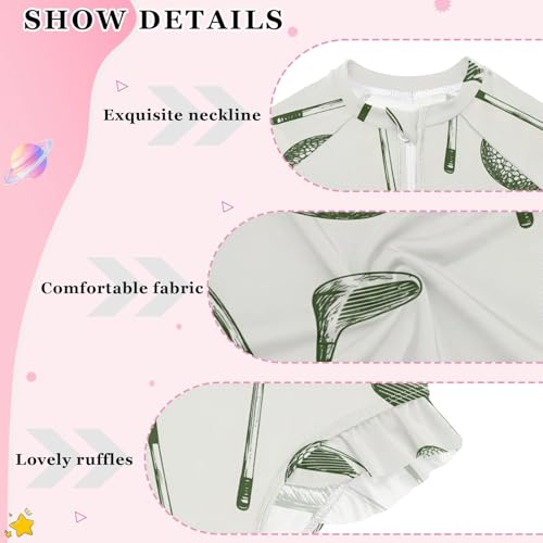 ALAZA Toddler Swimsuit Girl Bathing Suit Swimwear Rash Guard Golf Culb Long Sleeve 3T4