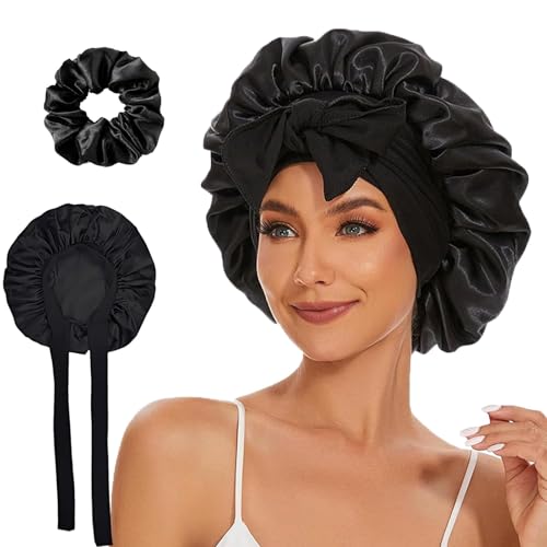 RNXSIB Seidenhaube Schwarz mit Haarkreis