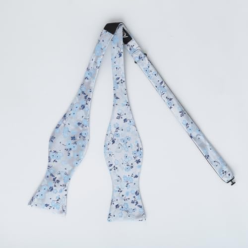 Image of Alizeal Mens 2pcs Floral Bow Tie Set | Self-tied Elegant Pocket Square Set for Wedding
