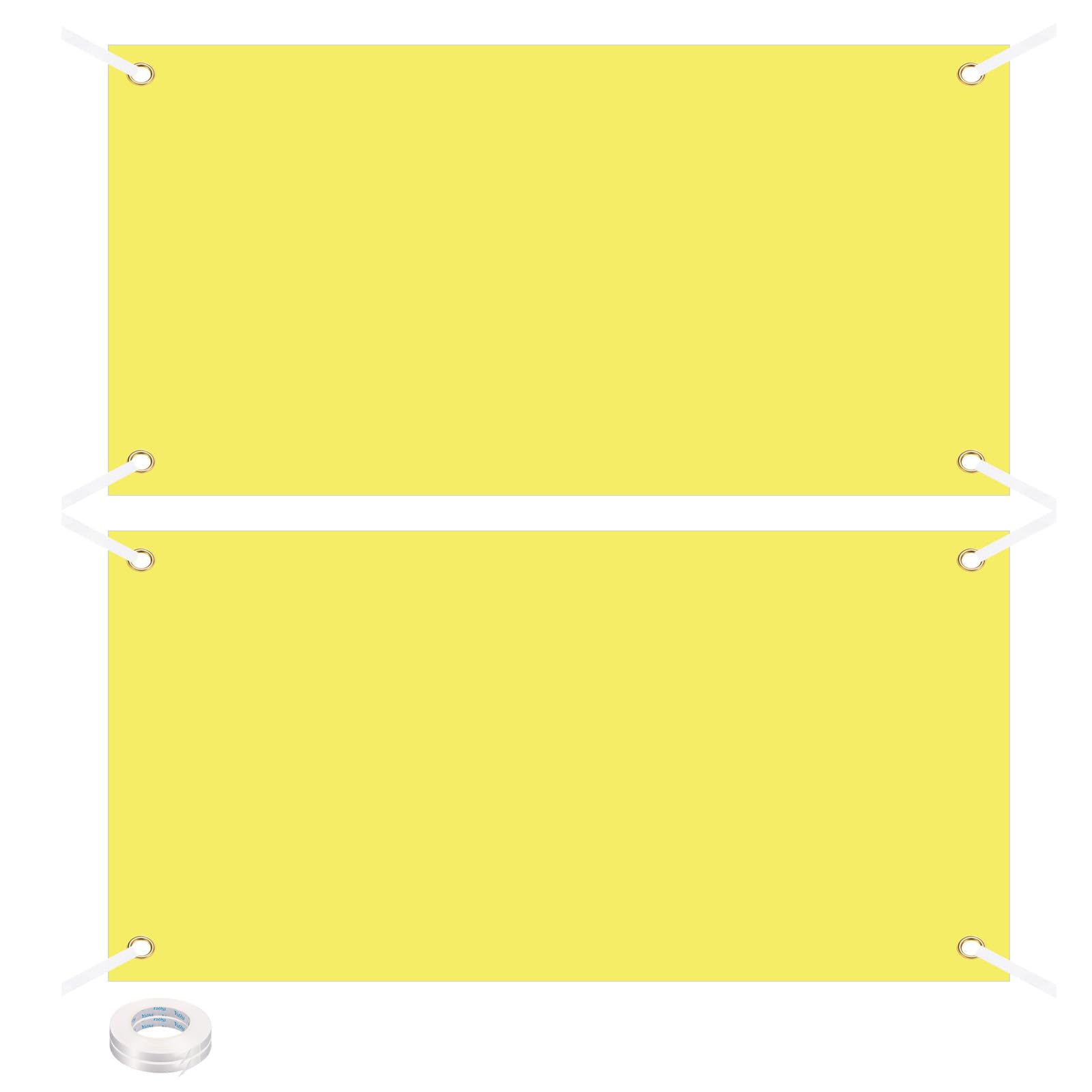 PATIKIL Blank Banners Signs to Decorate 3.3'x6' Sublimation Yellow Banner with Hanging Rope for Business Outside Outdoor Wall 2 Set