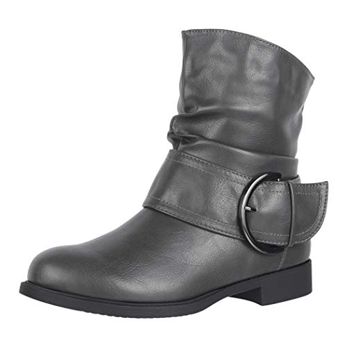 Elara Botines Mujer Forrado Hebillas Chunkyrayan B9815-KB Grey-39