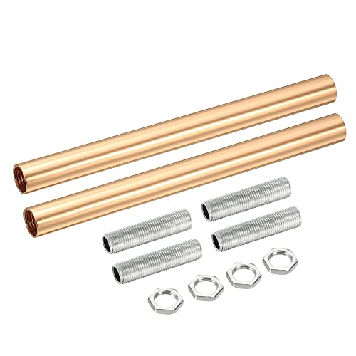 MECCANIXITY Threaded Extension Rod, 5.91" Lamp Pipe with Connector Light Fixture for Pendant Light Island Lighting Chandeliers Stems, French Gold 2 Set