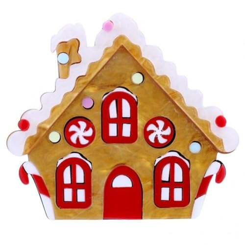 AMOYER - AMOYER Broche de Noël Broche Acrylique de Maison de Biscuit de Sucrerie Broches Mignonnes de Chalet de Neige de Mode Cadeaux de Bijoux de Noël et du Nouvel an pour Femmes