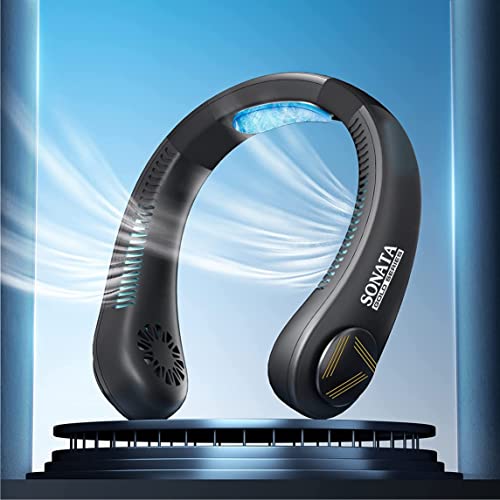 SONATA GOLD sf4 Portable Rechargeable Neck Fan 20Hrs Play 9000mah USB Charging Battery Bladeless Neck Fan Smart Mini Hand Fre