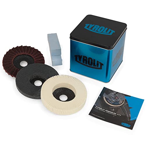 Tyrolit Polierset für Winkelschleifer 125 mm x 105 x 22,23mm I verschiedene Polierscheiben mit 125mm Durchmesser I kein Zuschmieren, keine Belegung & optimale Wärmeverteilung I perfekter Spiegelglanz